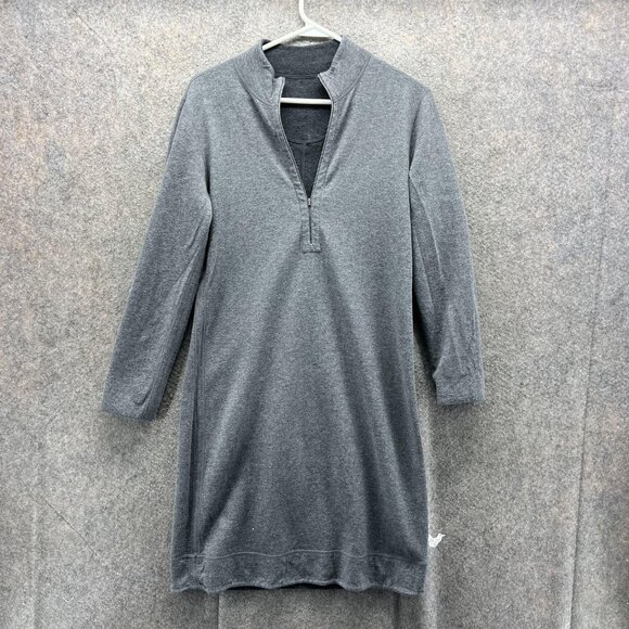 Tommy Bahama Sweatshirt Dress Womens Small Gray Quarter Zip Tunic Reversible - Picture 3 of 11